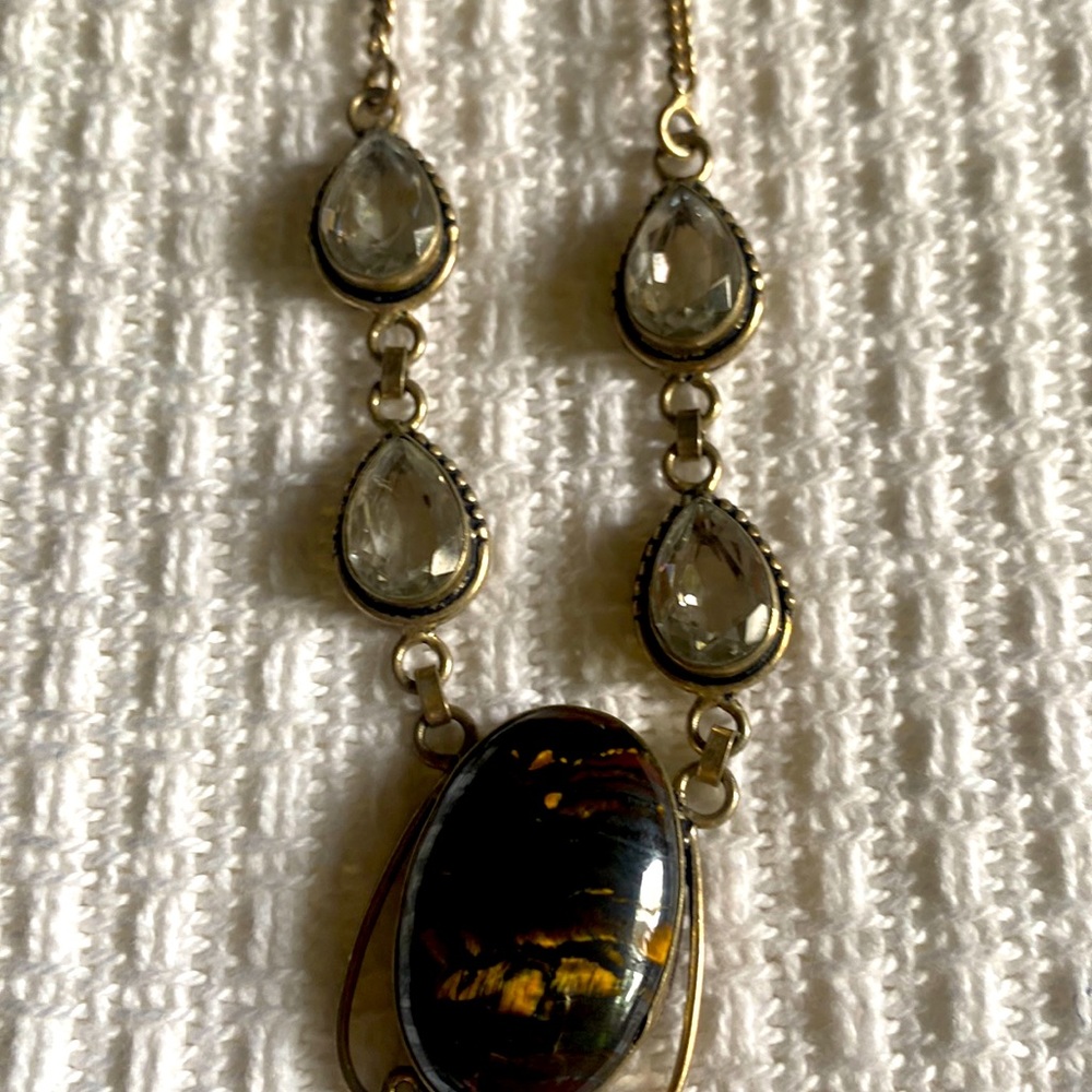 Tigerstone diamond necklace